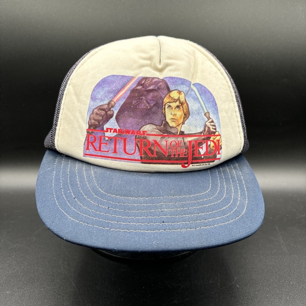 1983 Vintage Return Of The Jedi Trucker Snapback Hat Cap Luke & Darth Vader